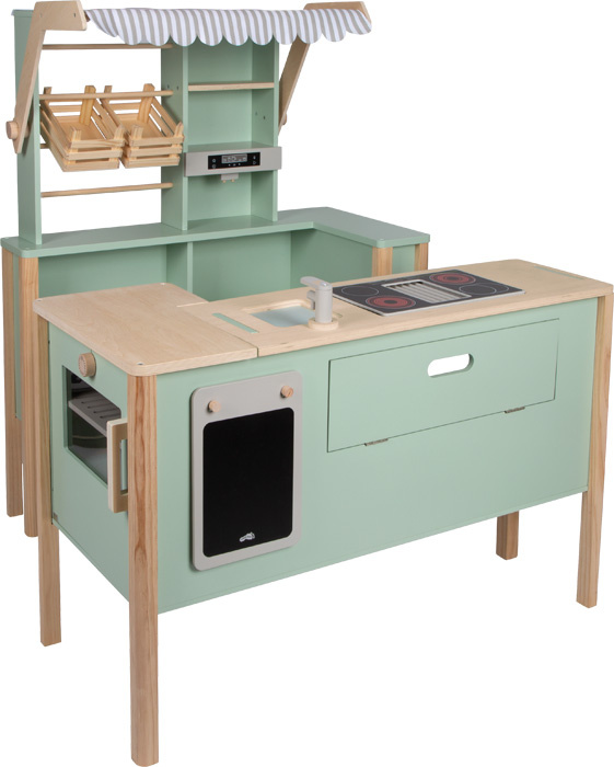 Drewniana kuchnia dla dzieci i sklep 2w1 szałwia zielona Fresh Small Foot