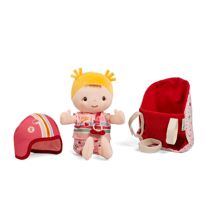 Lalka Lena z akcesoriami w foteliku rowerowym Lilliputiens