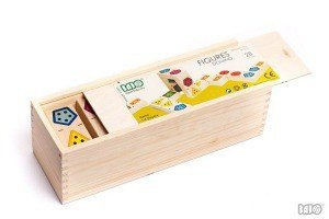 Drewniane domino dla dzieci. Figury geometryczne, BAJO