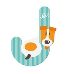 Drewniana literka dla dzieci J z terierem Jack Russel Sevi