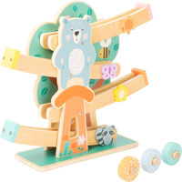 Drewniany tor zjeżdżalnia w pastelowych kolorach Leśny wyścig Small Foot