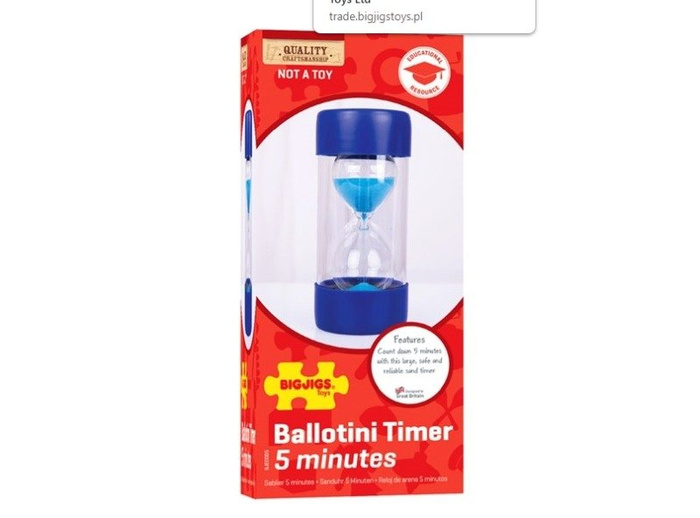 Niebieski odmierzacz czasu 5 minut klepsydra Bigjigs Toys