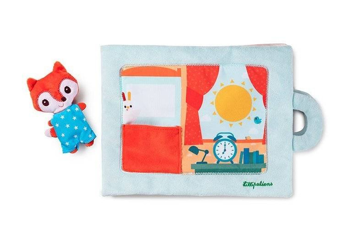 Miękka książeczka aktywizująca z mini-przytulanką „Dzień dobry, mały lisku” Lilliputiens