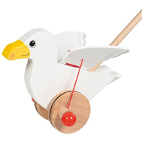 Drewniana zabawka do pchania na kiju mewa Goki