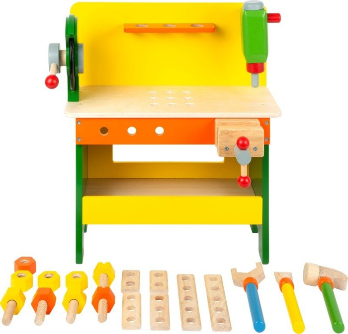 Mały konstruktor. Duży, drewniany warsztat dla dzieci z narzędziami