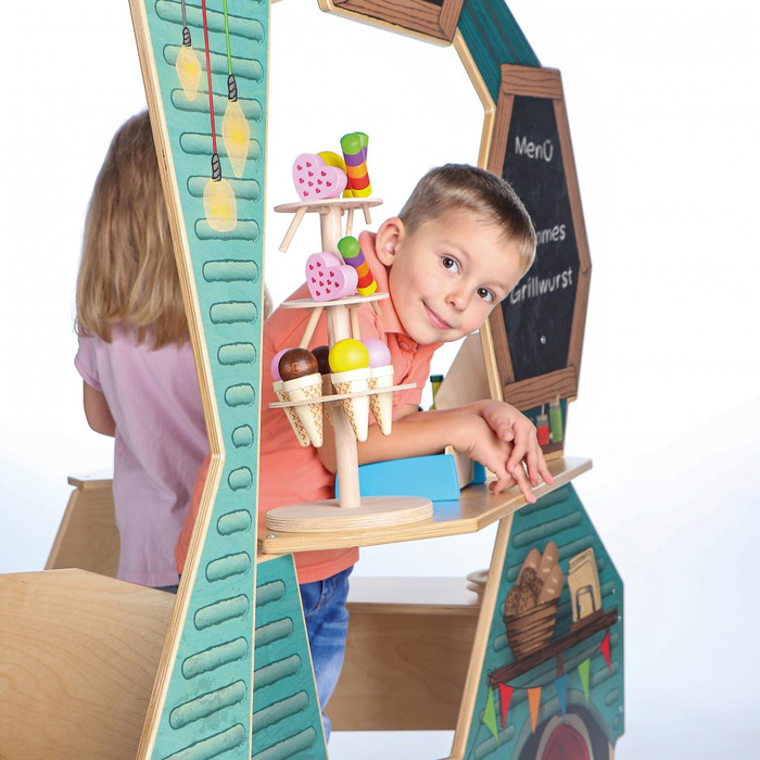 Drewniany Food Truck auto do zabawy w sklep Erzi