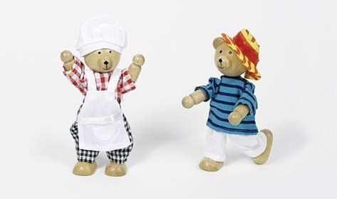 Piękne drewniane misie z kompletem ubranek