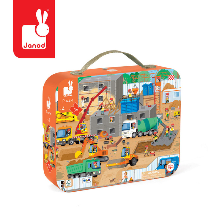 Puzzle w walizce Plac budowy 36 el. Janod