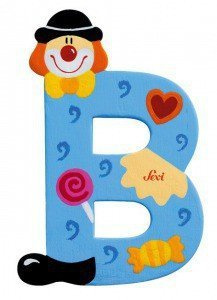 Drewniana literka. Klaun "B", Sevi
