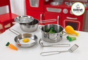 Zabawa w gotowanie, srebrny zestaw kuchenny. De Luxe, KidKraft