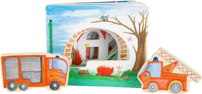 Drewniana książka z obrazkami i figurkami Brygada straży pożarnej Small Foot Design