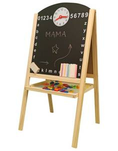 Dwustronna tablica dla dzieci z zegarem i alfabetem