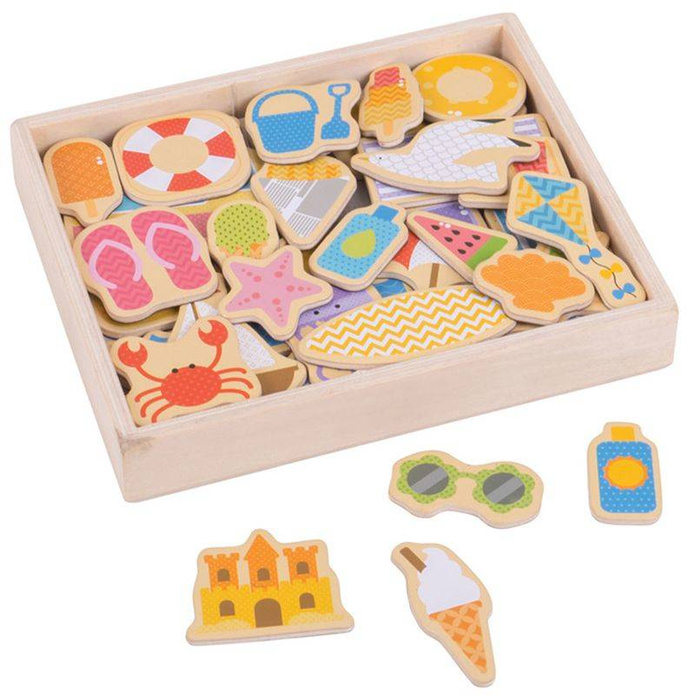 Drewniane magnesy Wakacje Nad Morzem 35 sztuk Bigjigs Toys