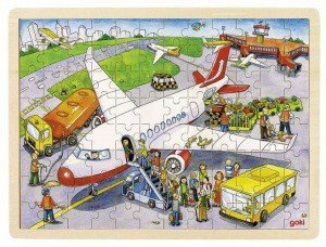 Puzzle drewniane. Lotnisko, 96 elementów, goki