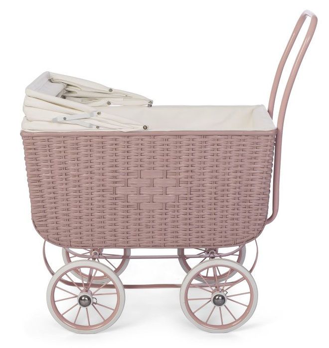 Wózek zabawkowy Doll Pram Retro Rattan Rose Astrup