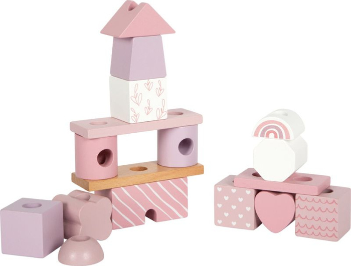 Klocki drewniane na palikach Różowy domek Small Foot