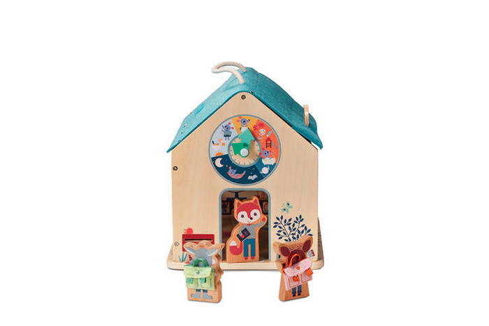 Drewniany multifunkcyjny zestaw do zabawy w Szkołę z 3 figurkami i akcesoriami Lilliputiens