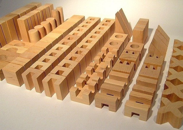 Klocki drewniane, 210 elementów