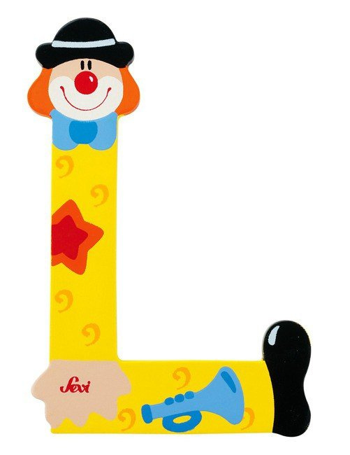 Drewniana literka. Klaun "L", Sevi
