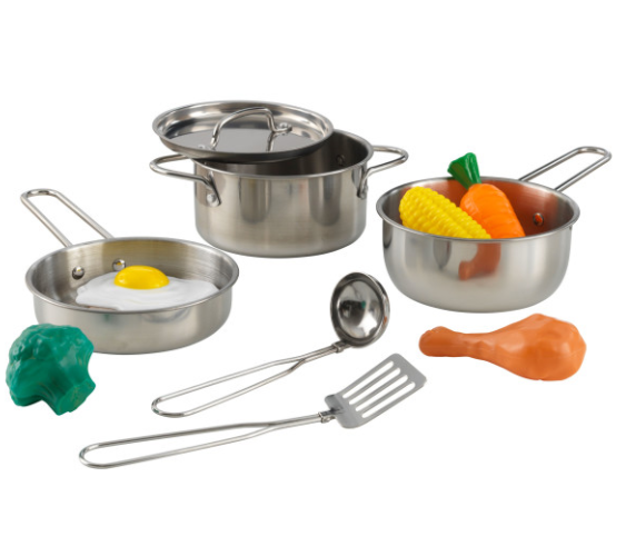 Zabawa w gotowanie, srebrny zestaw kuchenny. De Luxe, KidKraft