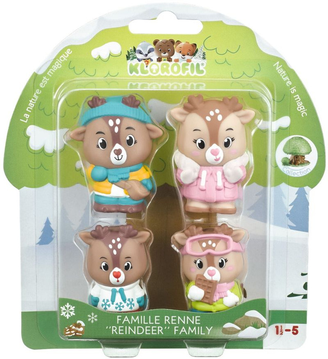 Rodzina 4 reniferów Renne figurki zwierząt Klorofil