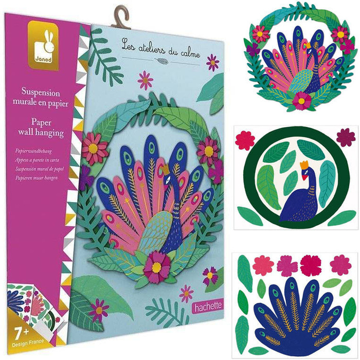 Zestaw kreatywny Papierowy wieniec na ścianę Paw 7+ Janod