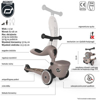 Jeździk i hulajnoga 2 w 1 zamykany schowek brązowy Highwaykick 1 Lifestyle Scoot & Ride