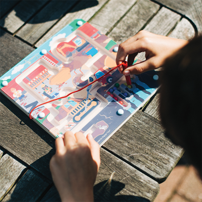 Magnetyczny labirynt drewniany Na budowie Bigjigs Toys