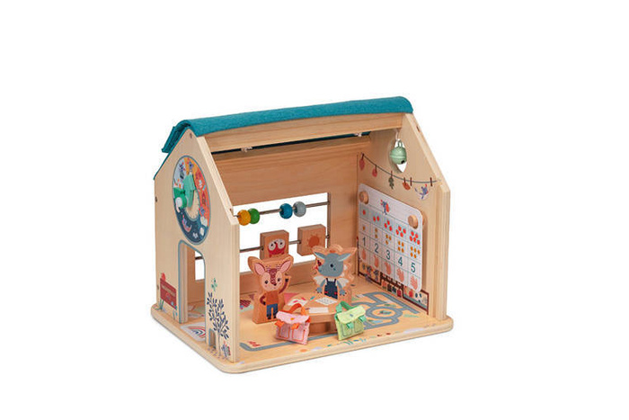 Drewniany multifunkcyjny zestaw do zabawy w Szkołę z 3 figurkami i akcesoriami Lilliputiens