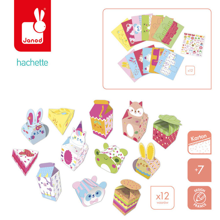 12 pudełek z papieru kawaii do samodzielnego wykonania Janod