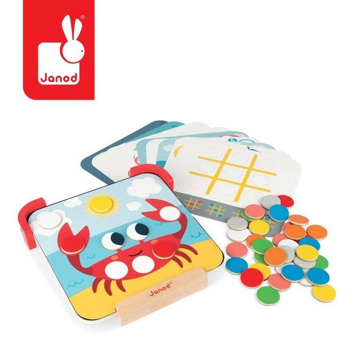 Drewniana układanka magnetyczna z tablicą Uczę się kolorów Janod