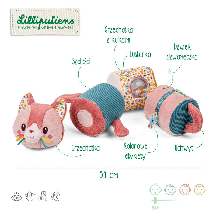Sensoryczny wałek dźwiękowy 4-elementowy Kotka Jeanne Lilliputiens
