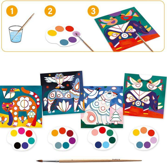 Kolorowanka z farbami Kolorowe Zwierzęta Djeco