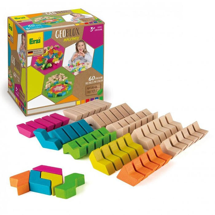 Drewniane klocki GeoBlox MaxiMix 60 el. Erzi
