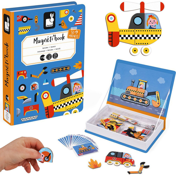 Magnetyczna układanka Pojazdy Magnetibook kolekcja 2018, Janod