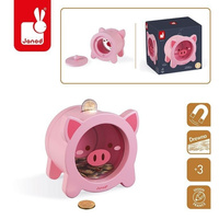Drewniana skarbonka Świnka 3+, Janod