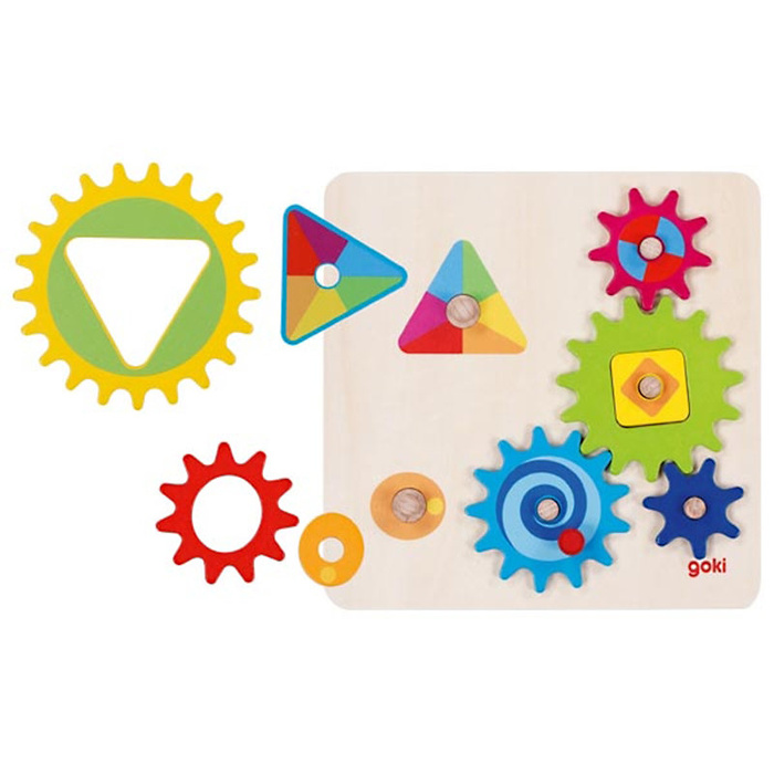 Drewniana układanka tryby tęczowe koła zębate Goki