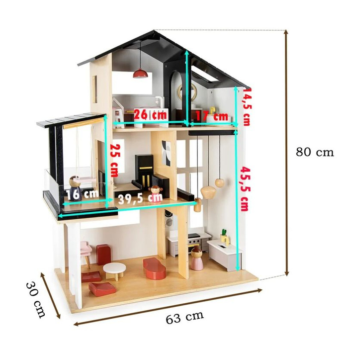 Nowoczesny domek dla lalek z tarasem
