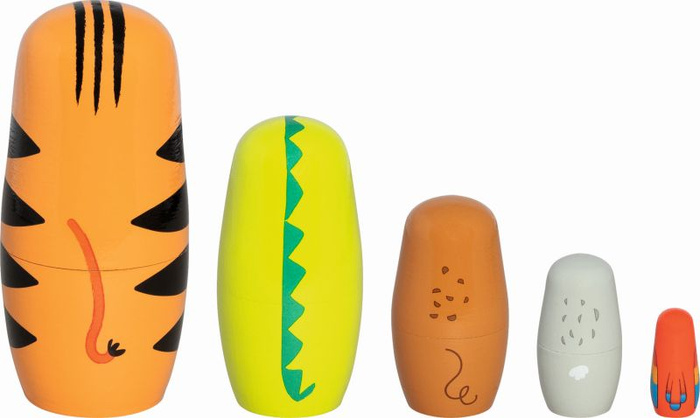 Drewniane matrioszki Tygrys Tavi i Zwierzęta z dżungli Goki