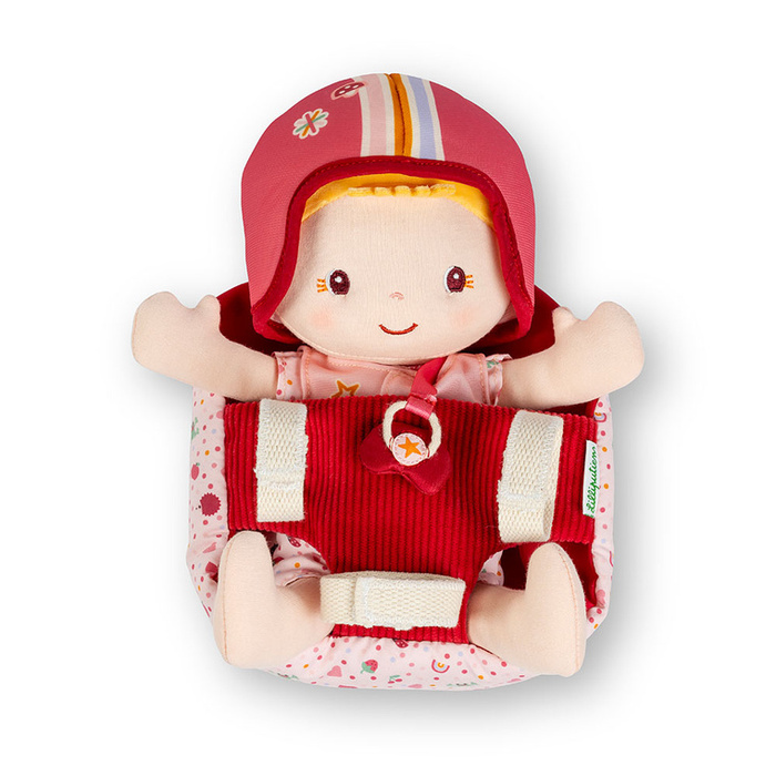 Lalka Lena z akcesoriami w foteliku rowerowym Lilliputiens