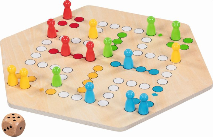 Duża drewniana gra planszowa chińczyk Ludo dla 4 i 6 graczy Goki