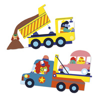 Duże naklejki wielorazowe dla dzieci 50 sztuk Pojazdy Janod