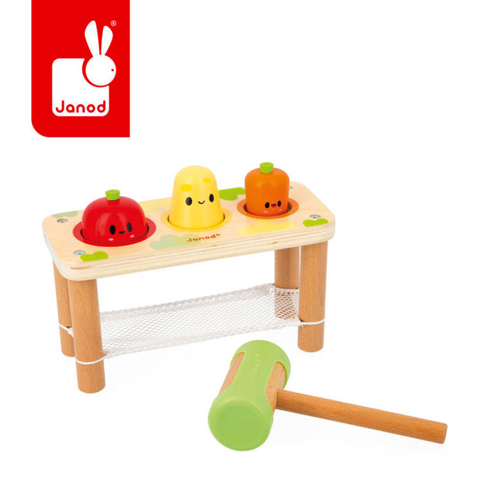 Gra przebijanka z młotkiem drewniana Warzywa Farma Janod