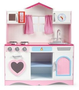 Kuchnia dla dziecka z oknem. Różowe serce