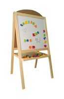 Dwustronna tablica dla dzieci z zegarem i alfabetem