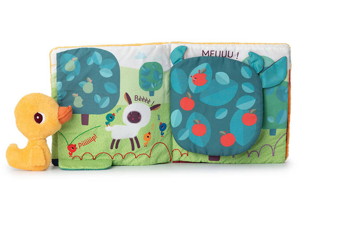 Książeczka aktywizująca z mini-przytulanką Na farmie Kaczorek Gaspard Lilliputiens