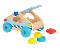 Zabawka na sznurku, sorter z klockami Niebieskie autko Goki