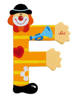 Drewniana literka. Klaun "F", Sevi