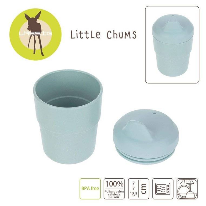 Kubek z silikonową pokrywką z dziubkiem Little Chums Pies Lassig