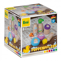 Zestaw drewnianych kosmetyków dla lalek do pielęgnacji 9 elementów Erzi